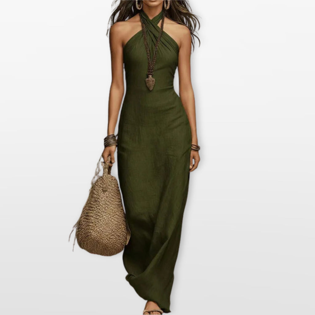 Women’s Halter Maxi Dress Elegant Vacation