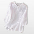 Women Embroidered Button Blouse Elegant Top