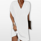 Women V Neck Mini Dress Relaxed Fit