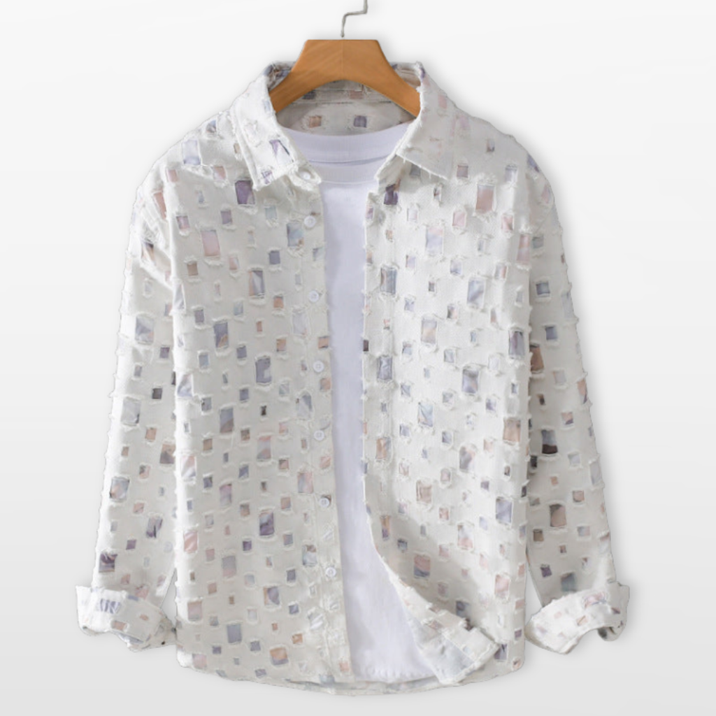 Men Patterned Casual Button Down Shirt
