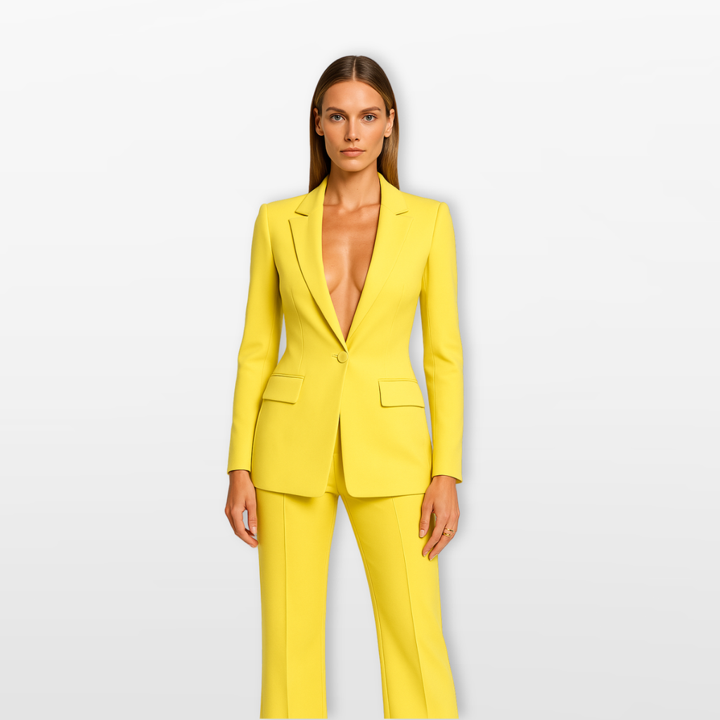 Women Structured Blazer Wide Leg Suit Set