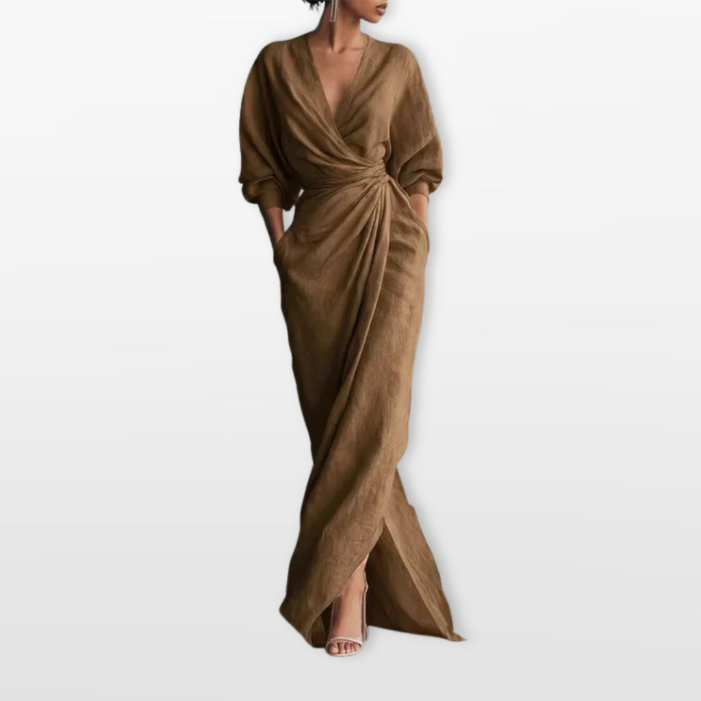 Women’s Wrap Maxi Dress Elegant Draped Fit