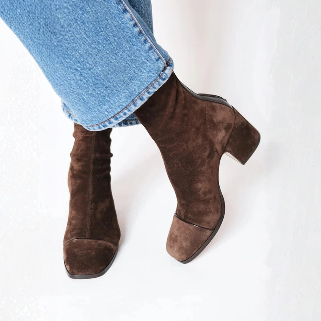 Women's Square Toe Block Heel Ankle Boots