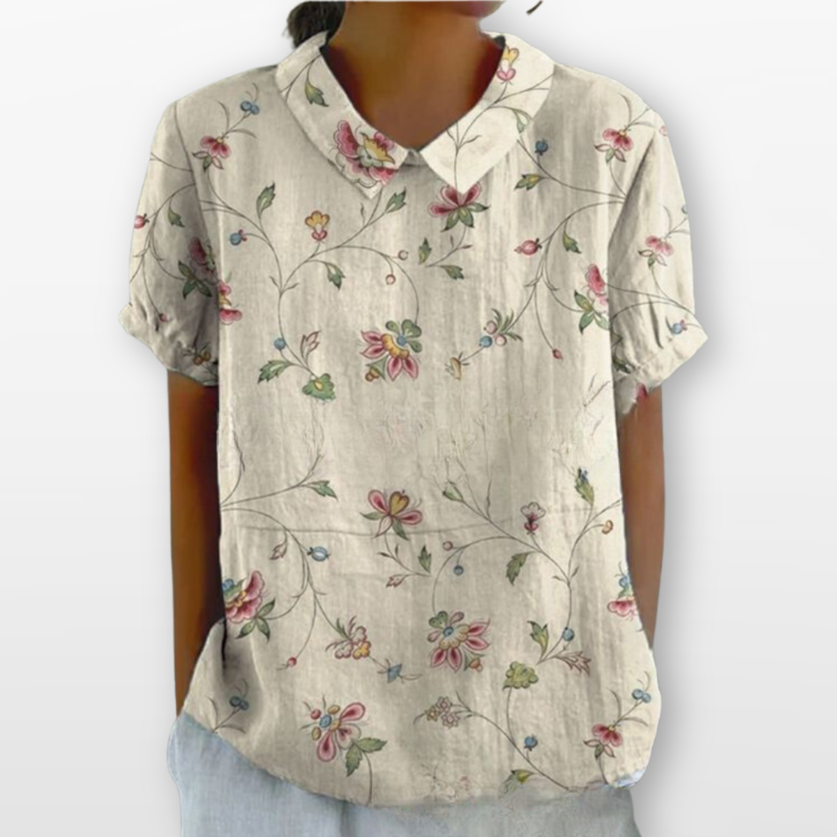 Women Floral Collar Blouse Casual Top