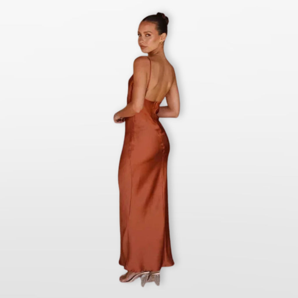 Women’s Satin Maxi Dress Cowl Neck