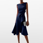 Women Elegant Midi Dress Sculpted Silhouette
