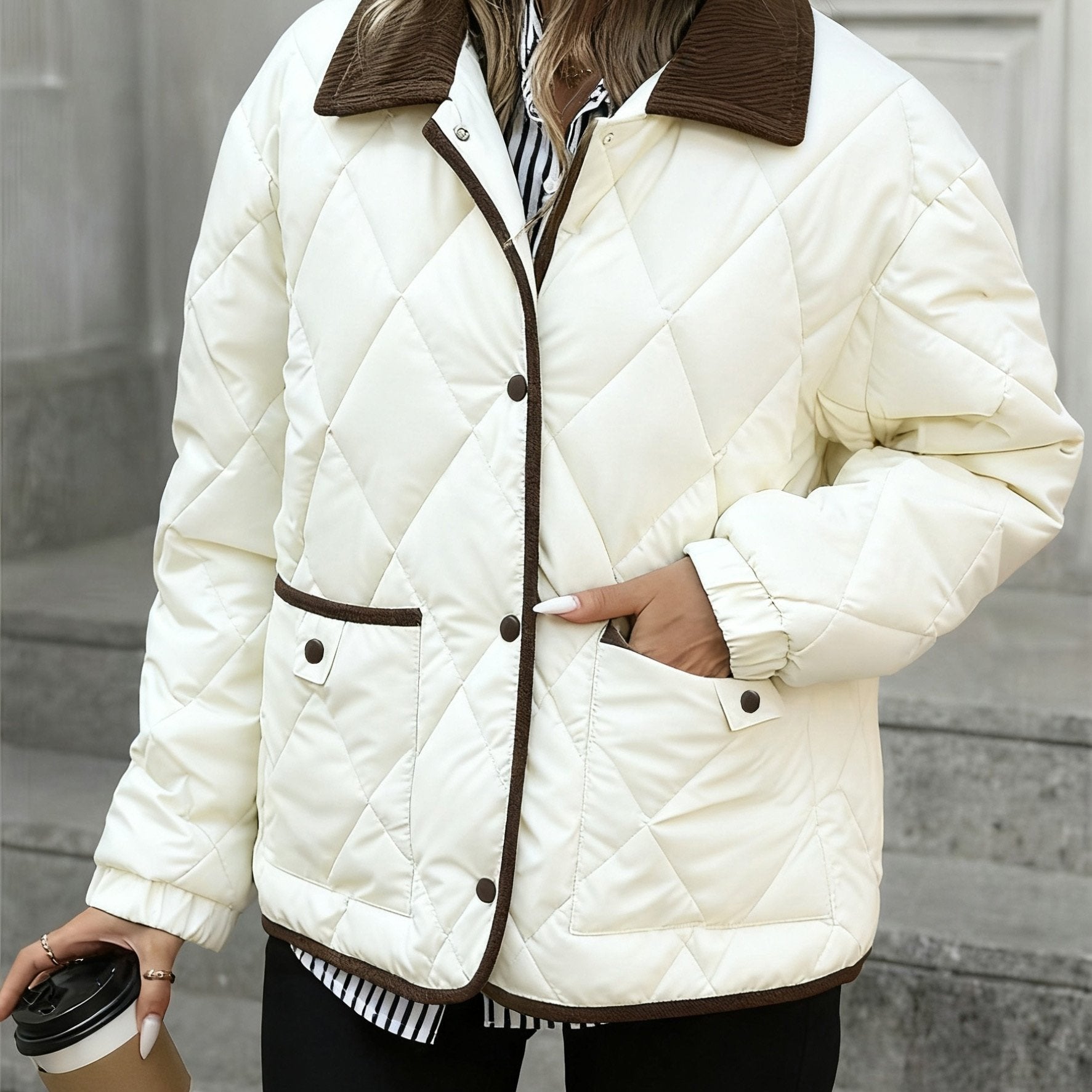 Women’s Quilted Jacket with Contrast Collar