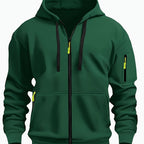 Men's Full-Zip Hooded Sweatshirt with Sleeve Detail