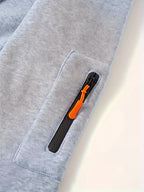 Men's Full-Zip Hooded Sweatshirt with Sleeve Detail