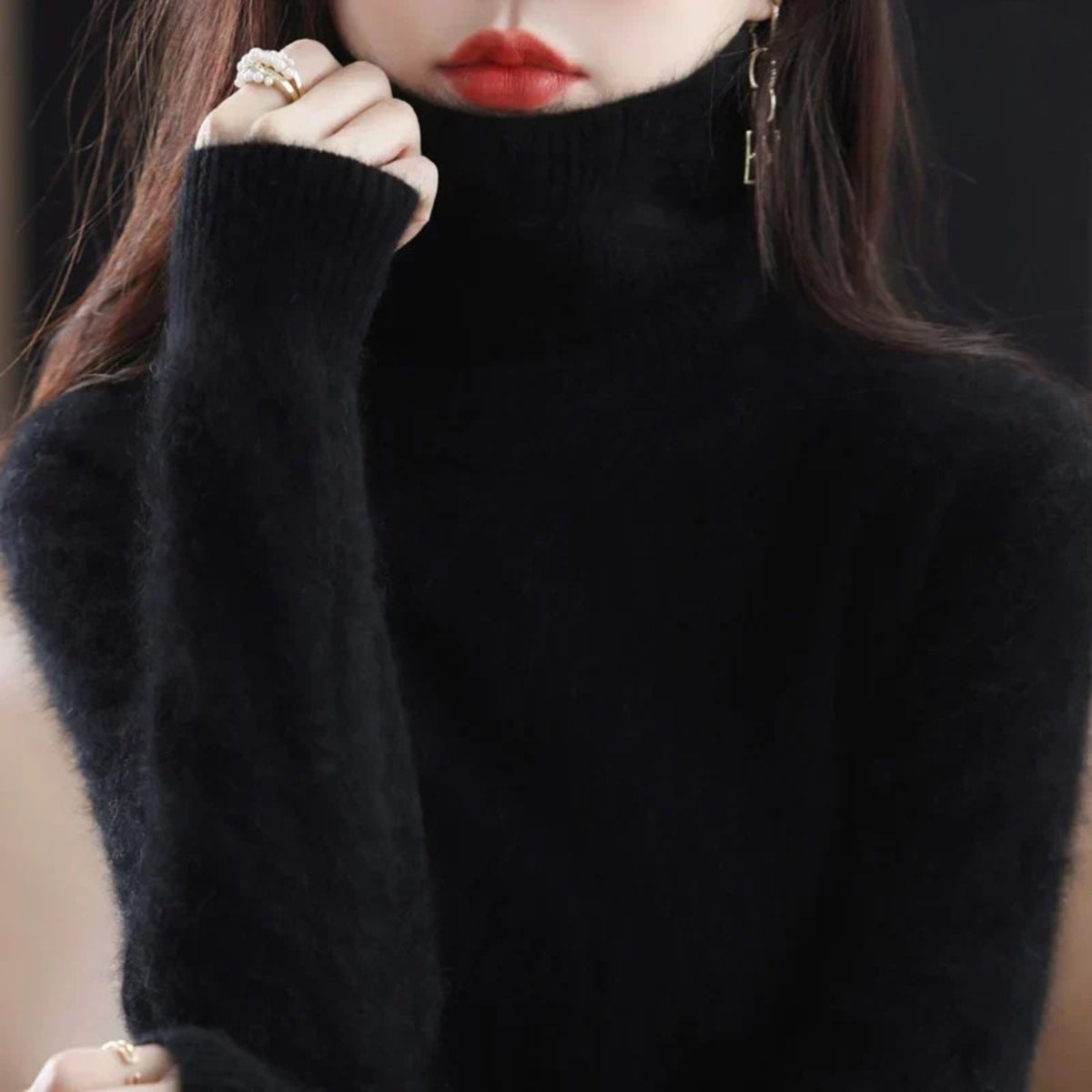 Women’s Turtleneck Sweater with Ribbed Trim