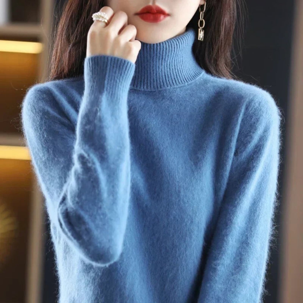 Women’s Turtleneck Sweater with Ribbed Trim
