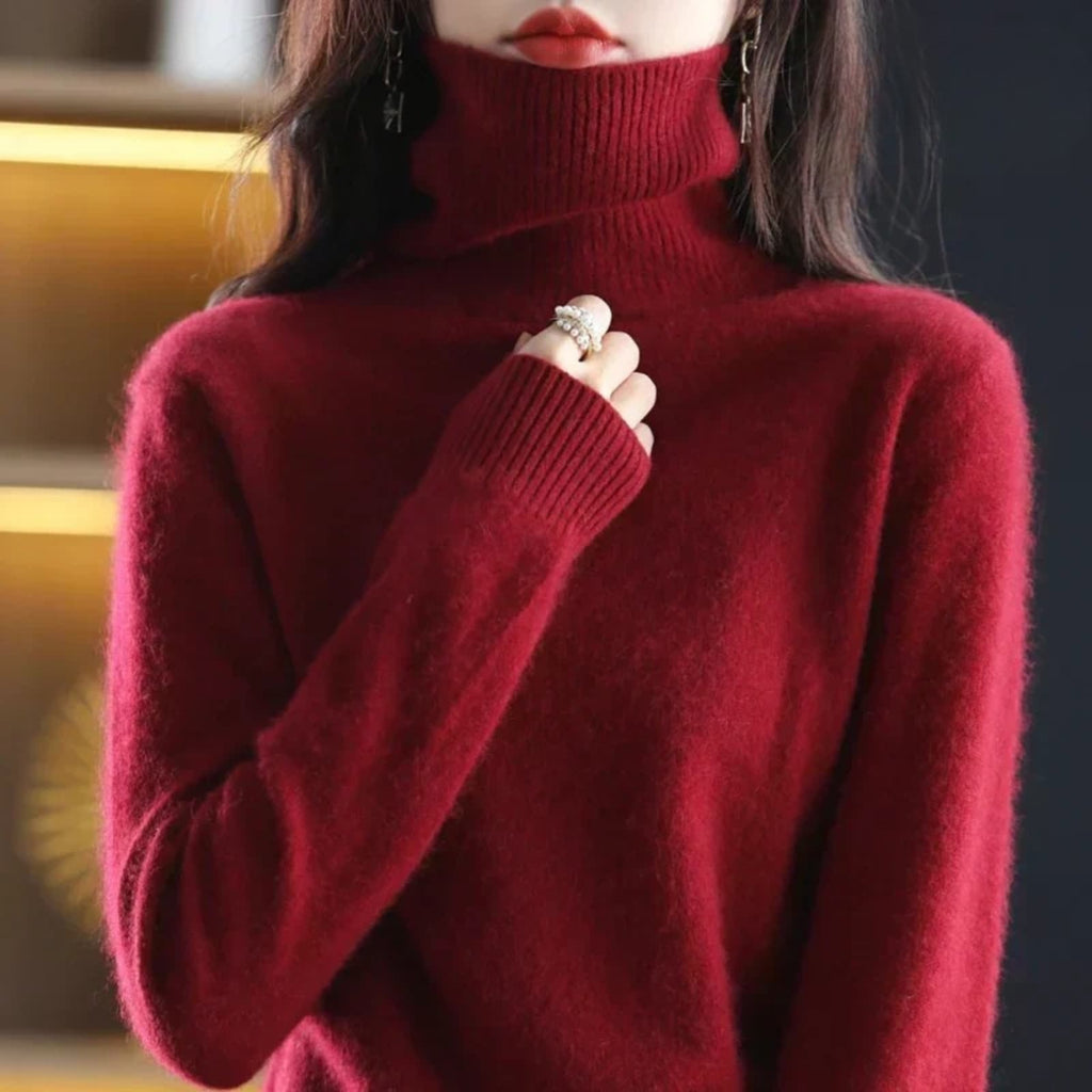 Women’s Turtleneck Sweater with Ribbed Trim