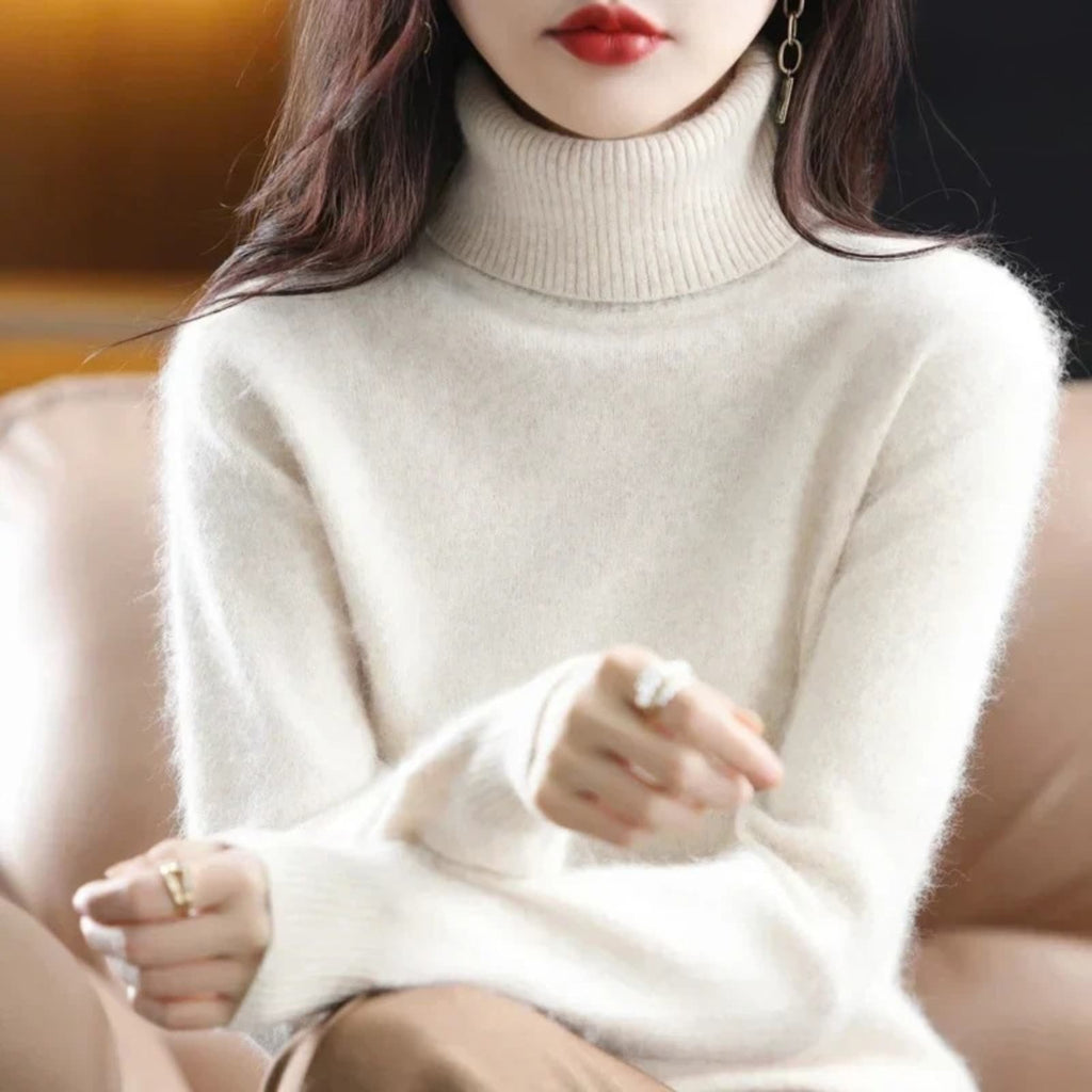 Women’s Turtleneck Sweater with Ribbed Trim