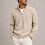 Men's Ribbed Knit Quarter Zip Sweater