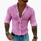 Men’s Ribbed Slim Fit Button Shirt