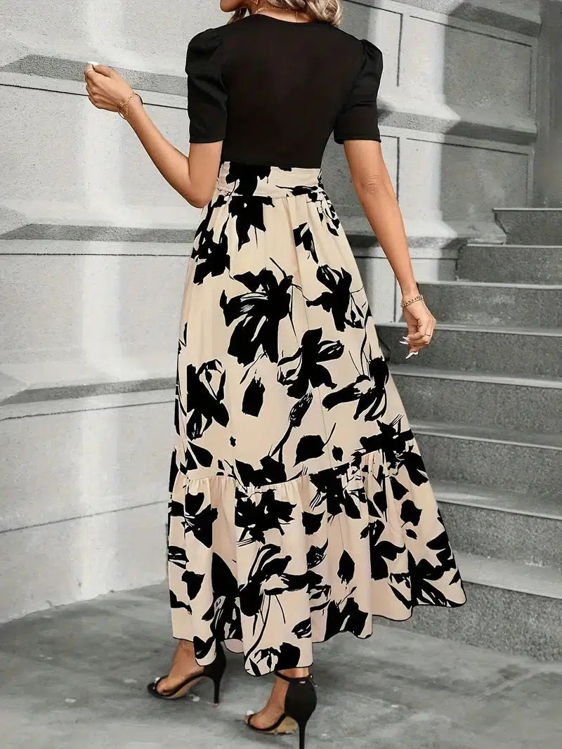 Women’s Floral Maxi Dress Tie Waist