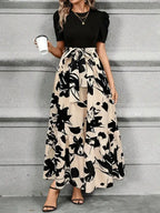 Women’s Floral Maxi Dress Tie Waist