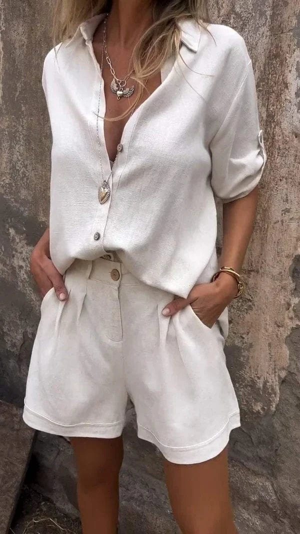 Women’s Relaxed Button Shorts Set