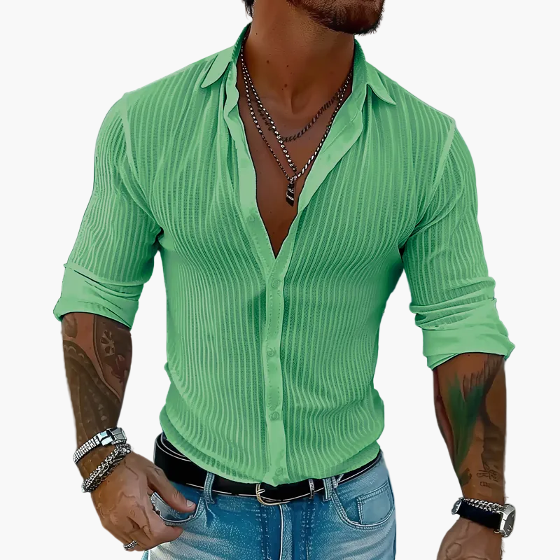Men’s Ribbed Slim Fit Button Shirt