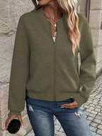 Women's Textured Zip-Front Bomber Jacket