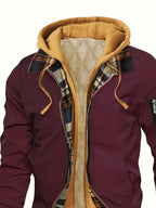 Men’s Hooded Jacket with Plaid Trim