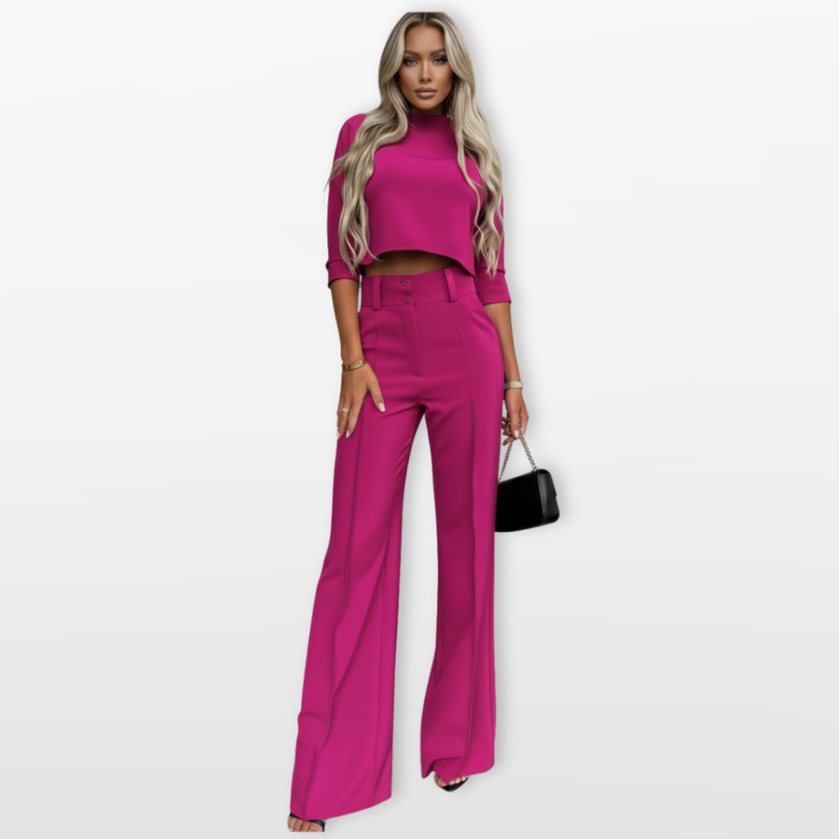 Women Two Piece Set Crop Top Pants