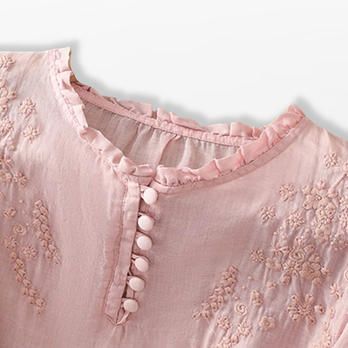 Women Embroidered Button Blouse Elegant Top