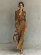 Women's Button-Front Maxi Shirt Dress