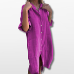 Women Relaxed Button Down Shirt Dress