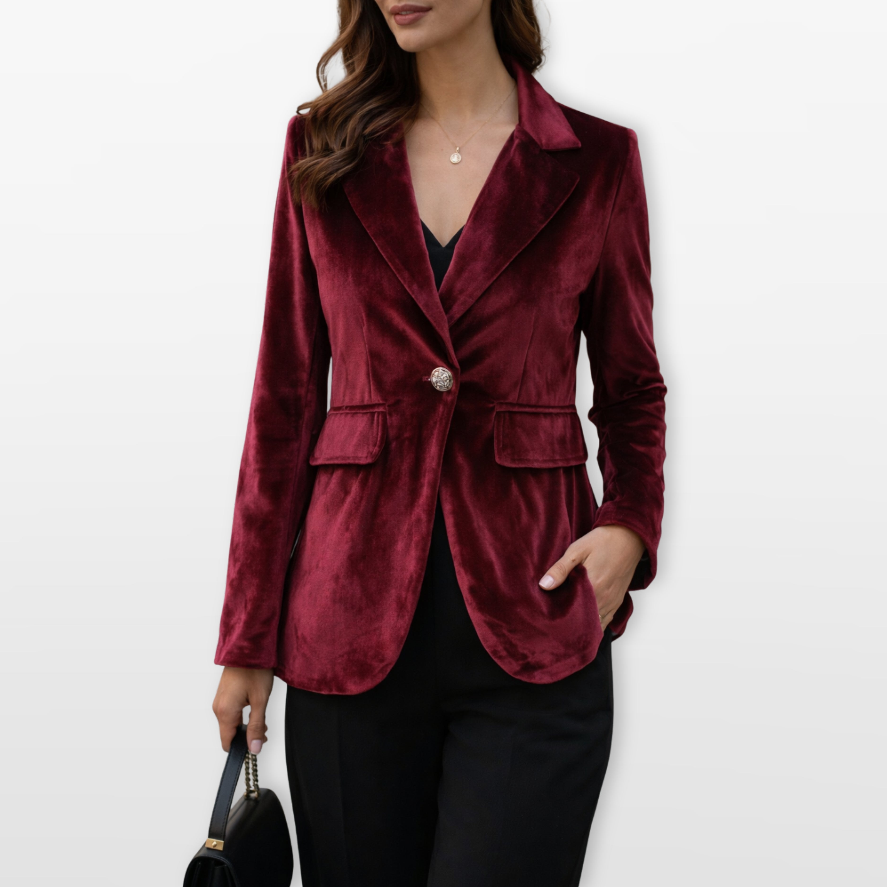 Women’s Velvet Blazer Tailored Fit Jacket