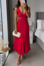 Women's Cutout Pleated Midi Dress