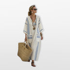 Women Boho Striped Maxi Dress