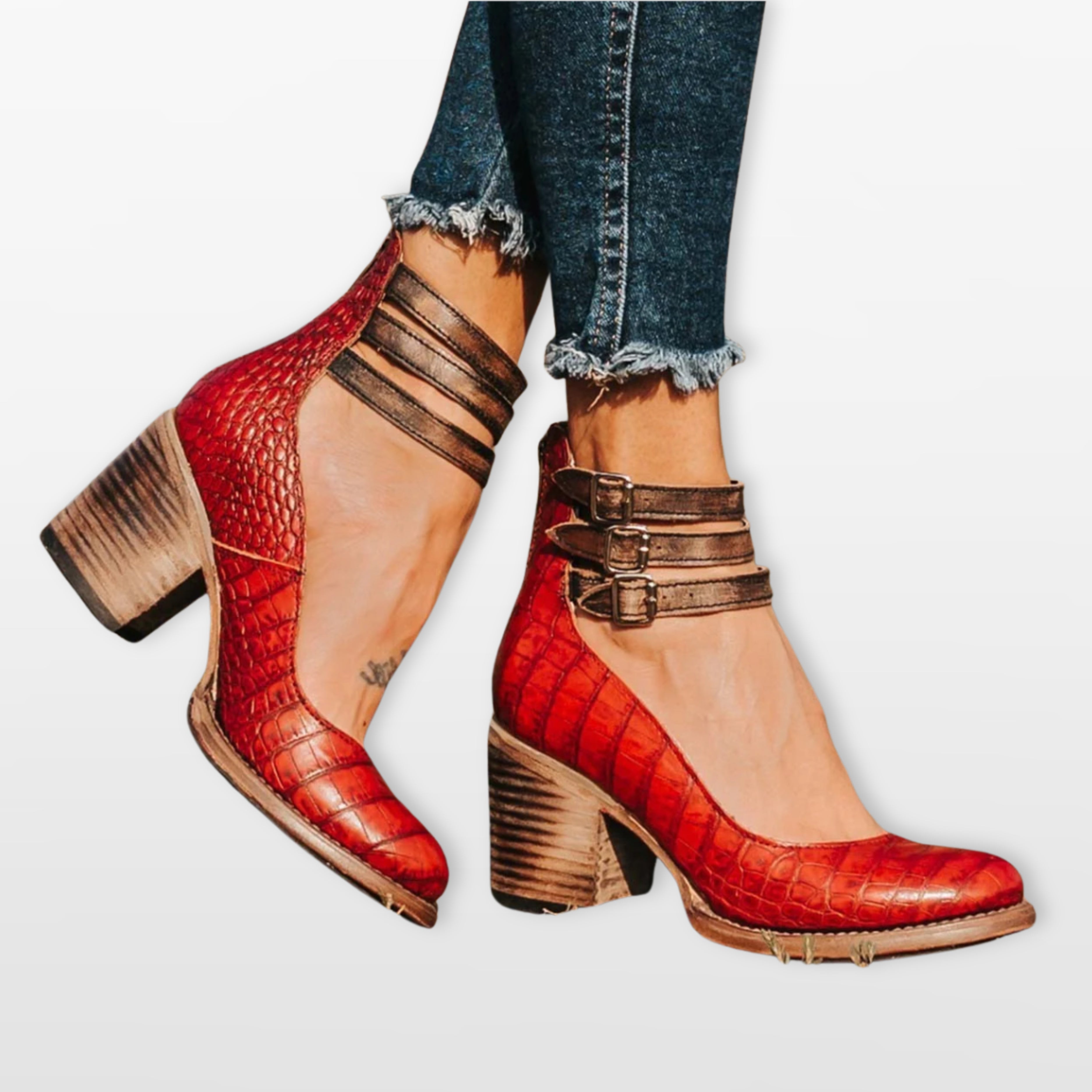 Women Ankle Strap Block Heel Pumps