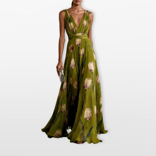 Women’s Floral Maxi Dress Sleeveless Evening