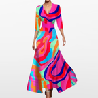 Women Wrap Floral Maxi Dress Elegant Fit