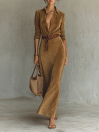 Women's Button-Front Maxi Shirt Dress