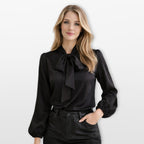 Women’s Long Sleeve Bow Tie Blouse Elegant Office