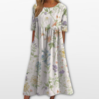 Women Floral Midi Dress Loose Fit