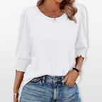 Women’s Long Sleeve Puff Sleeve Blouse Smocked Cuff