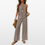 Women Two Piece Wide Leg Pant Set