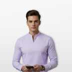 Men Long Sleeve V Neck Shirt Slim