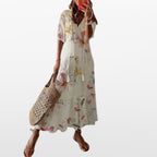 Women Boho Maxi Dress V Neck