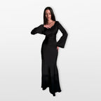 Women’s Satin Maxi Dress Long Sleeve Elegant