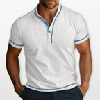 Men Textured Henley Short Sleeve Shirt