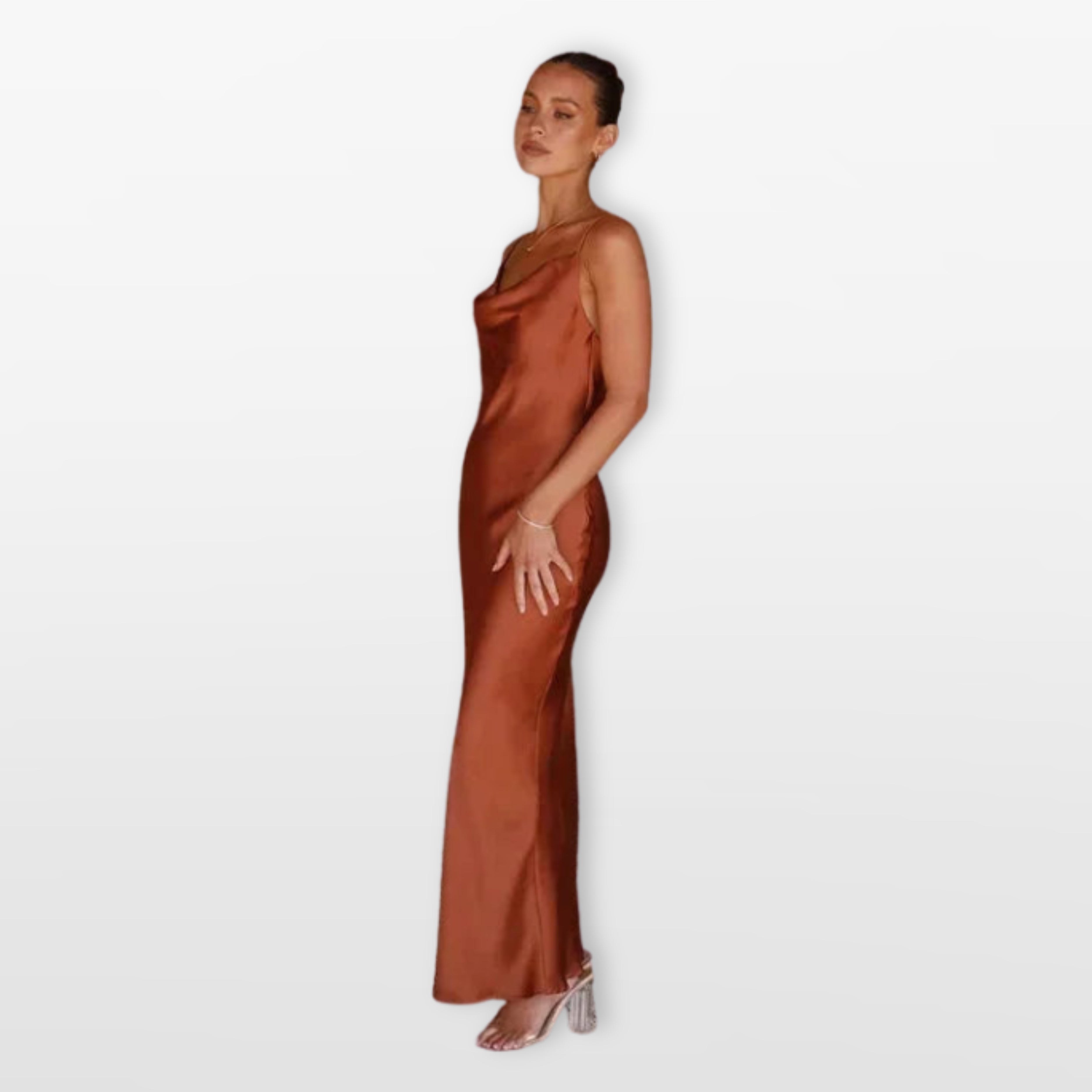 Women’s Satin Maxi Dress Cowl Neck