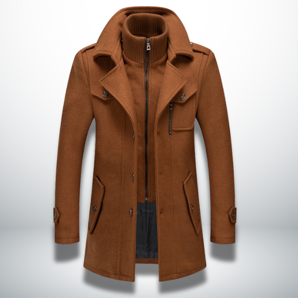 Men’s Layered Stand-Collar Coat