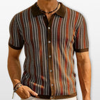 Men’s Striped Button Polo Shirt