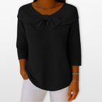 Women Ribbed Bow Knit Top