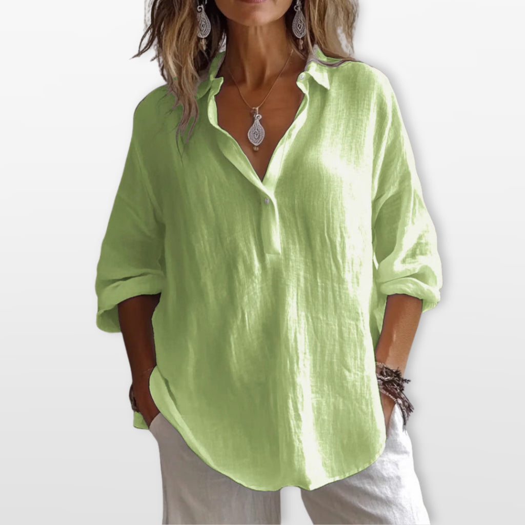 Women’s Loose Fit Blouse Casual Button Shirt