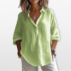 Women’s Loose Fit Blouse Casual Button Shirt
